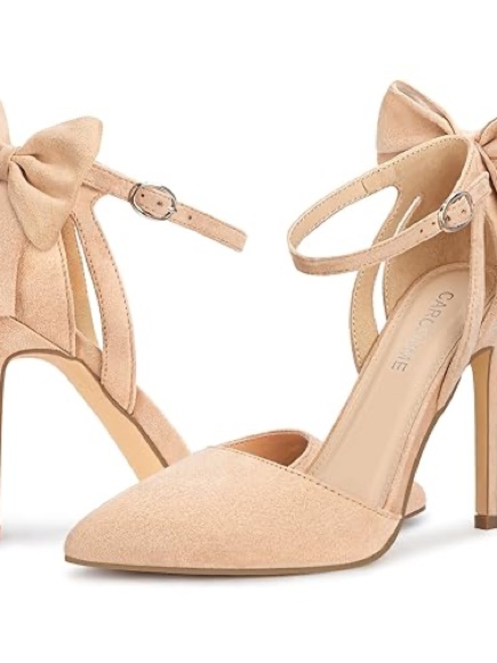 Carcuume Women's Closed Toe Heels Bow Stiletto Pointed Toe Pumps
